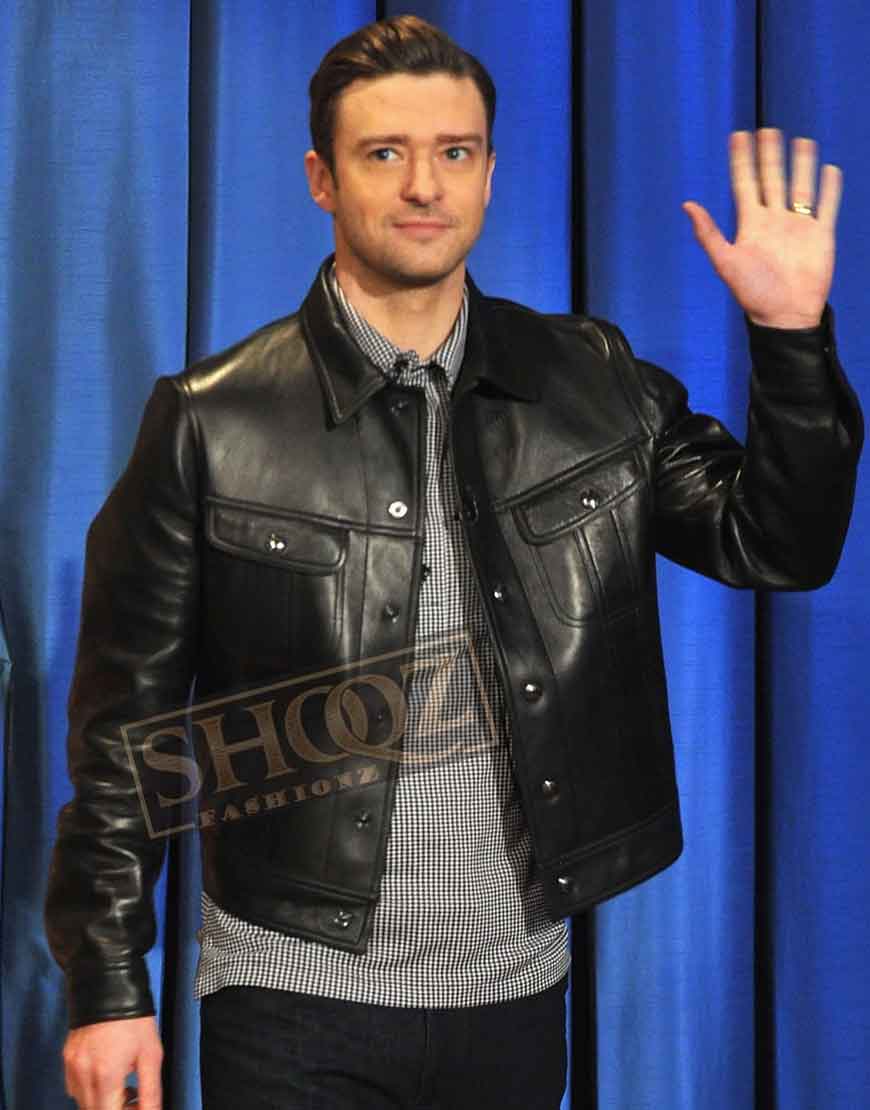 Justin Timberlake Black Leather Jacket